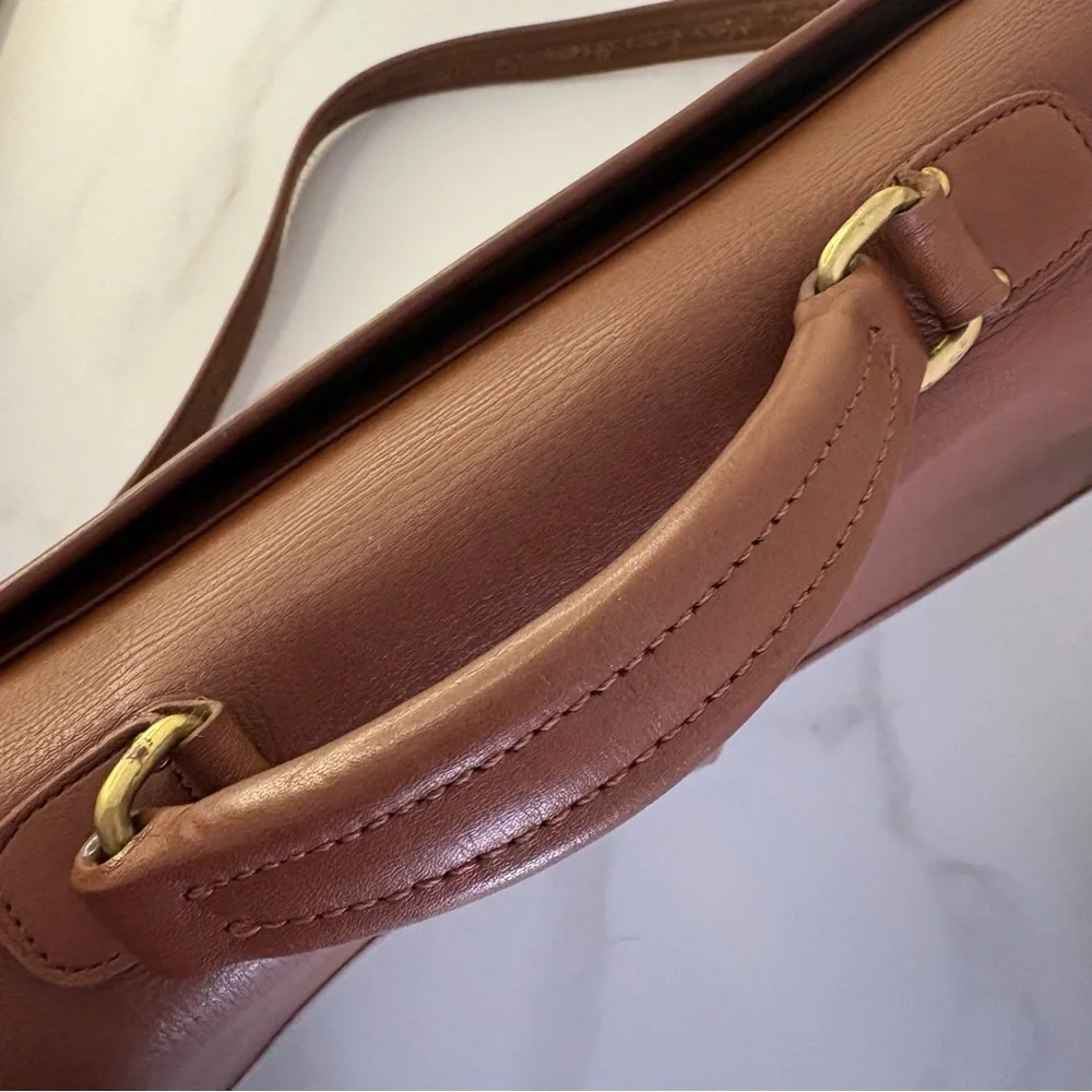 Coach Brown Leather Messenger Briefcase with Gold Hardware
